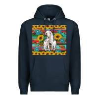 Navy goats mom and baby sunflowers gemstones serape leopard glitter wooden Premium Hoodie - Artiststas