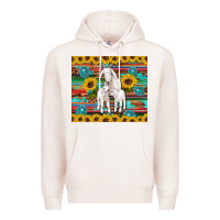 Pale Pink goats mom and baby sunflowers gemstones serape leopard glitter wooden Premium Hoodie - Artiststas