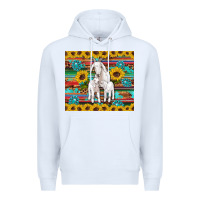White goats mom and baby sunflowers gemstones serape leopard glitter wooden Premium Hoodie - Artiststas
