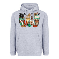 Heather Grey dog coffee cups Heavyweight Hoodie - Zillion Design Studio