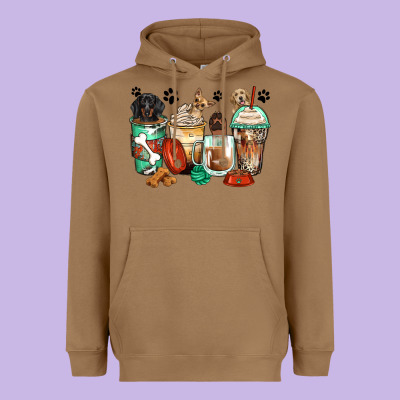 Dog Coffee Cups Heavyweight Hoodie Designed By Zillion Design Studio