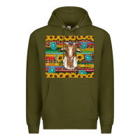 Army Green goat sunflowers gemstones serape leopard glitter Premium Hoodie - Artiststas