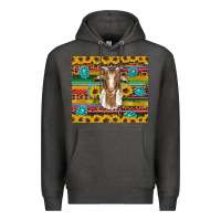 Charcoal Heather goat sunflowers gemstones serape leopard glitter Premium Hoodie - Artiststas