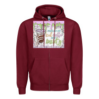 Burgundy fueled by iced coffee and anxiety Zipper Hoodie - MaliasSmallBusiness