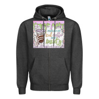 Charcoal Heather fueled by iced coffee and anxiety Zipper Hoodie - MaliasSmallBusiness