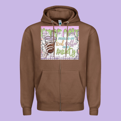 Zipper Hoodie fueled by iced coffee and anxiety