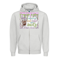 Dove Grey fueled by iced coffee and anxiety Zipper Hoodie - MaliasSmallBusiness