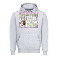 Heather Grey fueled by iced coffee and anxiety Zipper Hoodie - MaliasSmallBusiness