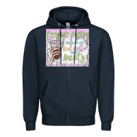 Navy fueled by iced coffee and anxiety Zipper Hoodie - MaliasSmallBusiness