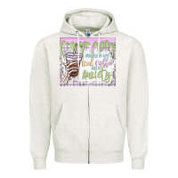 Oatmeal Heather fueled by iced coffee and anxiety Zipper Hoodie - MaliasSmallBusiness