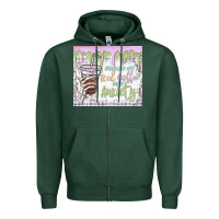 Sports Green fueled by iced coffee and anxiety Zipper Hoodie - MaliasSmallBusiness