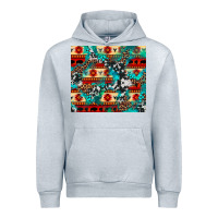 Heather Grey aztec leopard cowhide turquoise Urban Hoodie - BarkalooDesign