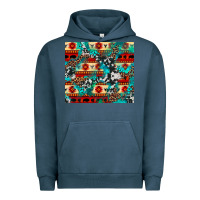 Pigment Midnight Navy aztec leopard cowhide turquoise Urban Hoodie - BarkalooDesign