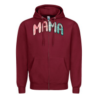 Burgundy mama christmas plaid Zipper Hoodie - MaliasSmallBusiness