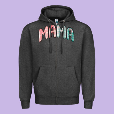 Zipper Hoodie mama christmas plaid