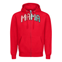Red mama christmas plaid Zipper Hoodie - MaliasSmallBusiness