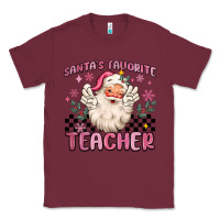 Burgundy santa's favorite teacher Classic Tee - MaliasSmallBusiness
