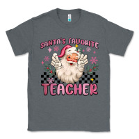 Charcoal Heather santa's favorite teacher Classic Tee - MaliasSmallBusiness