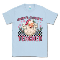 Dusty Blue santa's favorite teacher Classic Tee - MaliasSmallBusiness