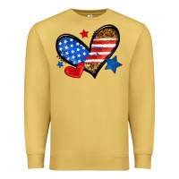 Antique Gold American flag heart leopard Premium Sweatshirt - Neo Western