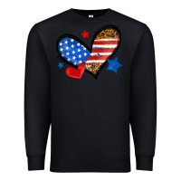 Black American flag heart leopard Premium Sweatshirt - Neo Western