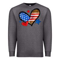 Charcoal Heather American flag heart leopard Premium Sweatshirt - Neo Western