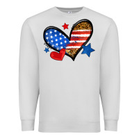 Dove Grey American flag heart leopard Premium Sweatshirt - Neo Western