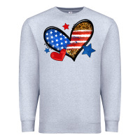 Heather Grey American flag heart leopard Premium Sweatshirt - Neo Western