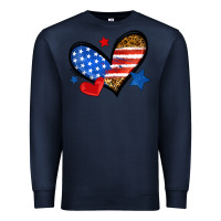Navy American flag heart leopard Premium Sweatshirt - Neo Western