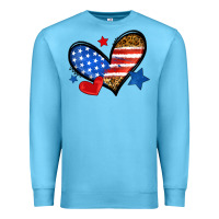 Ocean Blue American flag heart leopard Premium Sweatshirt - Neo Western