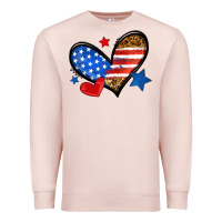 Pale Pink American flag heart leopard Premium Sweatshirt - Neo Western
