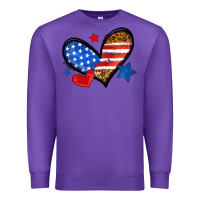 Purple American flag heart leopard Premium Sweatshirt - Neo Western