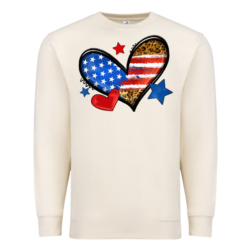 American Flag Heart Leopard Premium Sweatshirt by Neo Western | Teevron