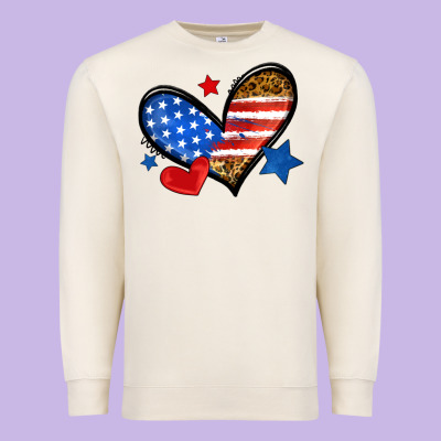 American Flag Heart Leopard Premium Sweatshirt Designed By Neo Western