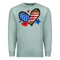 Seafoam American flag heart leopard Premium Sweatshirt - Neo Western