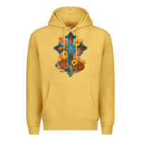 Antique Gold thanksgiving cross pumpkin sunflower Premium Hoodie - AdoDesignShop