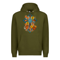 Army Green thanksgiving cross pumpkin sunflower Premium Hoodie - AdoDesignShop