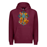 Burgundy thanksgiving cross pumpkin sunflower Premium Hoodie - AdoDesignShop