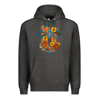 Charcoal Heather thanksgiving cross pumpkin sunflower Premium Hoodie - AdoDesignShop
