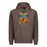 Coffee thanksgiving cross pumpkin sunflower Premium Hoodie - AdoDesignShop