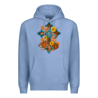 Colony Blue thanksgiving cross pumpkin sunflower Premium Hoodie - AdoDesignShop