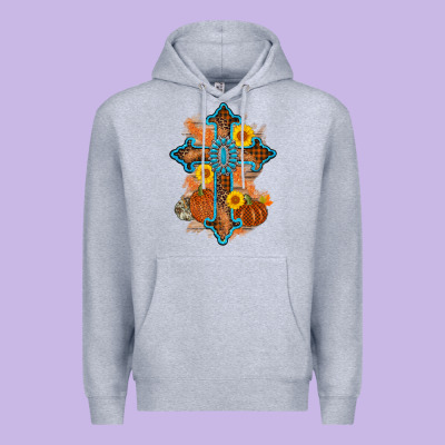 Thanksgiving Cross Pumpkin Sunflower Premium Hoodie Designed By Adodesignshop
