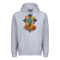 Heather Grey thanksgiving cross pumpkin sunflower Premium Hoodie - AdoDesignShop