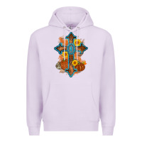 Lilac thanksgiving cross pumpkin sunflower Premium Hoodie - AdoDesignShop