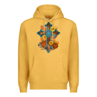 Mustard thanksgiving cross pumpkin sunflower Premium Hoodie - AdoDesignShop