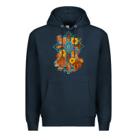 Navy thanksgiving cross pumpkin sunflower Premium Hoodie - AdoDesignShop