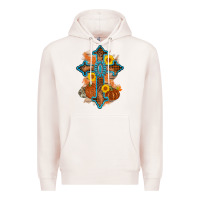 Pale Pink thanksgiving cross pumpkin sunflower Premium Hoodie - AdoDesignShop