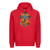Red thanksgiving cross pumpkin sunflower Premium Hoodie - AdoDesignShop