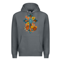 Rock thanksgiving cross pumpkin sunflower Premium Hoodie - AdoDesignShop
