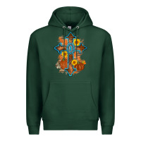 Sports Green thanksgiving cross pumpkin sunflower Premium Hoodie - AdoDesignShop